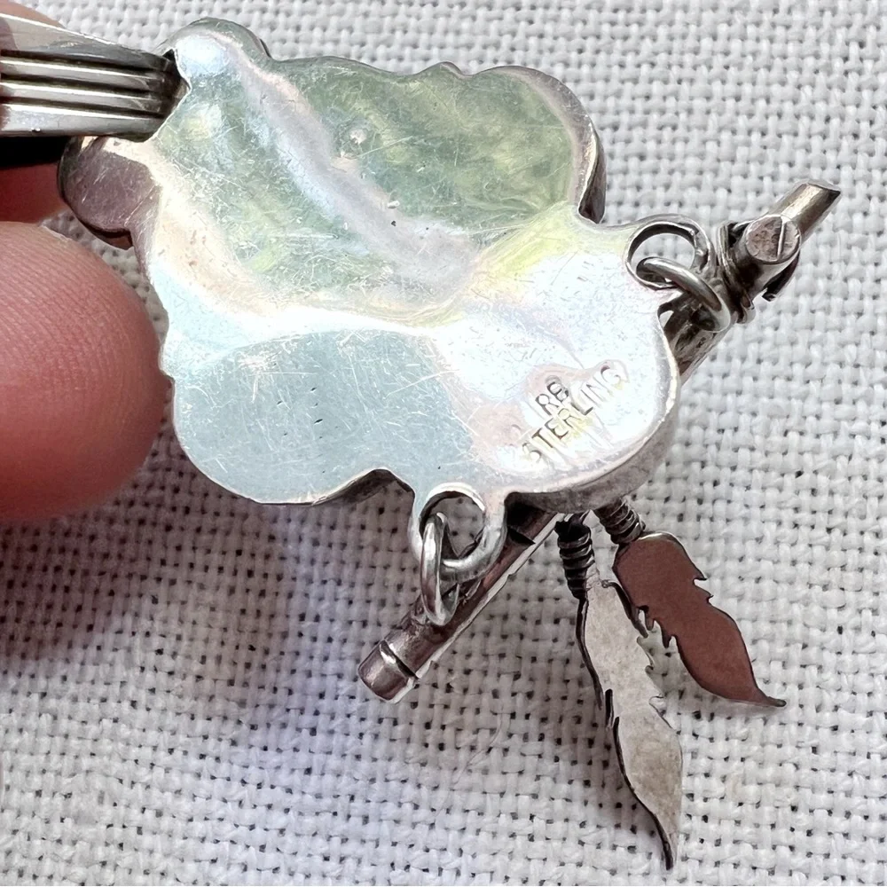 NATIVE Wolf Turquoise Sterling Silver Vintage Necklace Robert Begay Southwestern